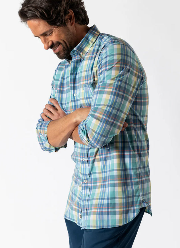 Duck Head Performance Poplin Shirt—Marine Blue