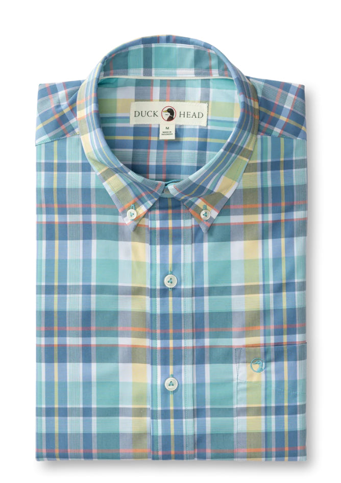 Duck Head Performance Poplin Shirt—Marine Blue
